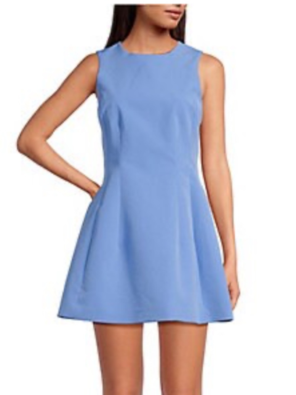 Gianni Bini Emma Crepe Structured Blue Fit & Flare Mini Dress A-Line Cocktail